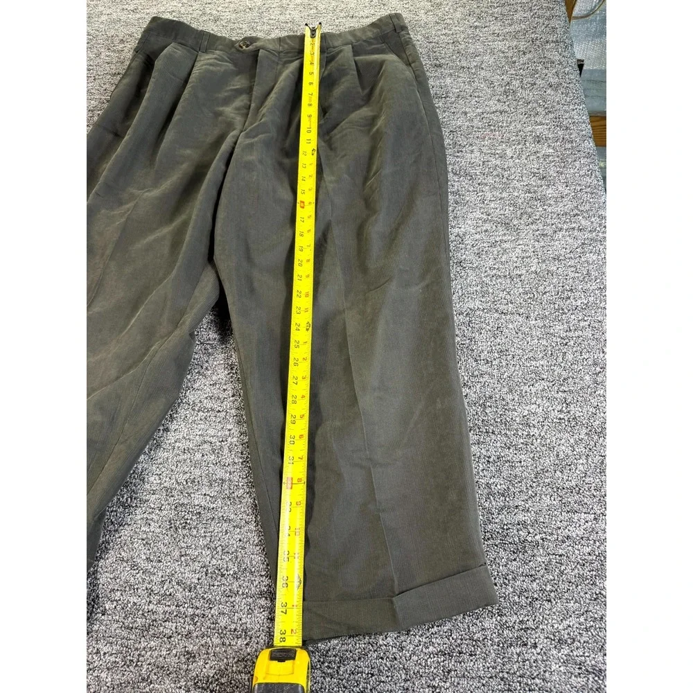 Perry Ellis Portfolio Crop Pants Men 40x29 Gray Pleated Front Classic Cuffed Hem